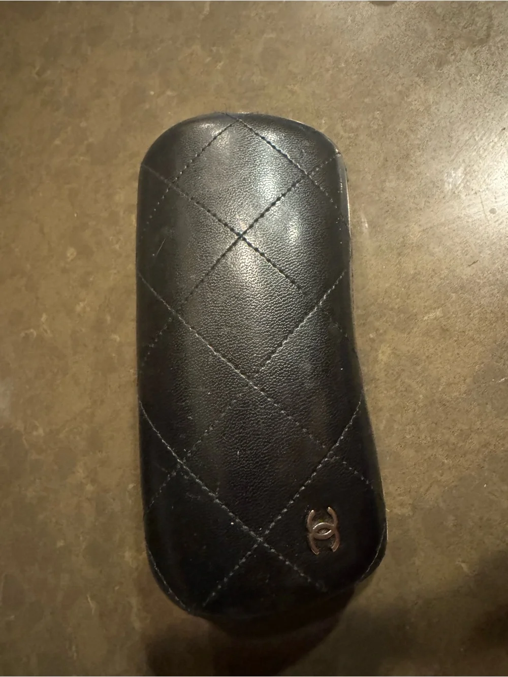 CHANEL Black sunglasses and Quilted Leather Glasses Case with CC Logo